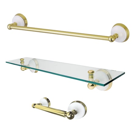 Kingston Brass Victorian 3-Piece Bathroom Hardware, Polished Brass BAK111289PB